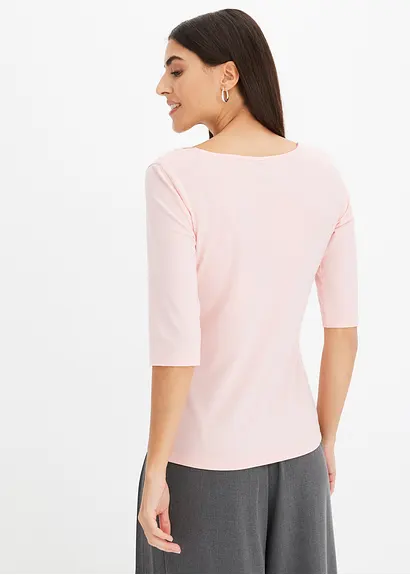 Bonprix Elegante Shirt Mit Spitze Im V-Ausschnitt - Rosa