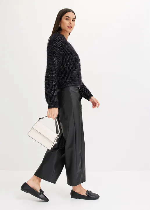Bonprix Elegante Shirt Mit Spitze Im V-Ausschnitt - Schwarz