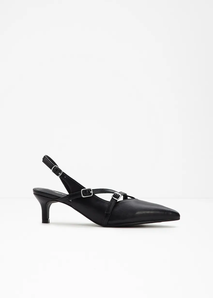 bonprix Elegante Sling Pumps mit dekorativen Schnallen - schwarz - Damen