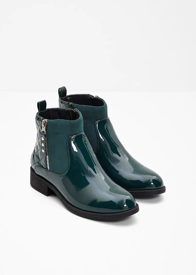 Bonprix Elegante Stiefelette In Lackoptik - Grün - Damen