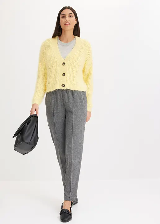 Bonprix Elegante Strickjacke Mit Bändchengarn - Gelb - Damen