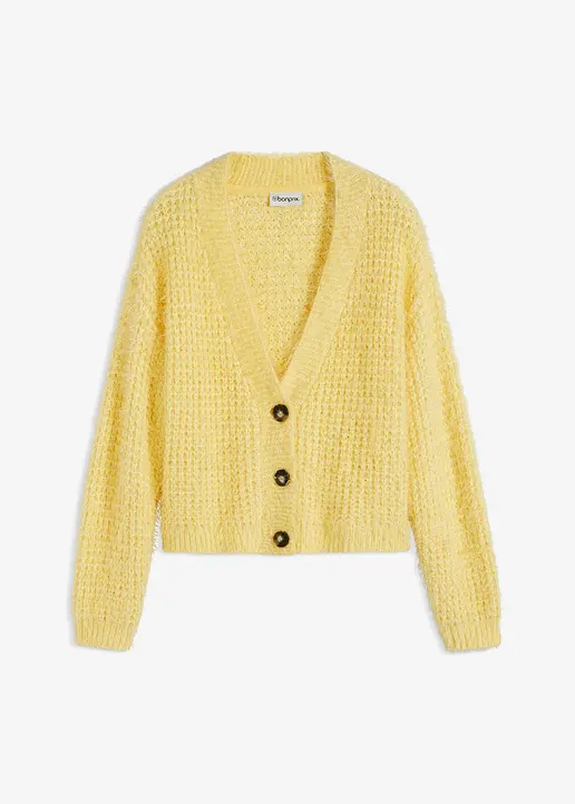 bonprix elegante Strickjacke mit Bändchengarn - gelb - Damen