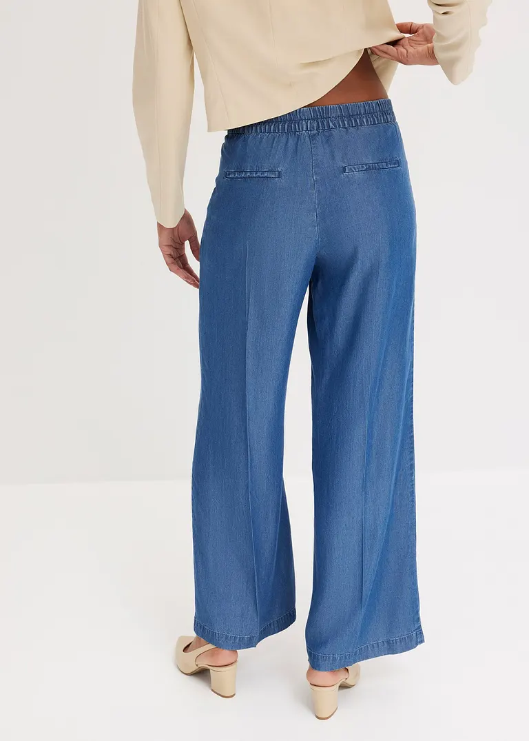 Bonprix Elegante Tencel Hose Mit Bundfalten - Blau - Damen
