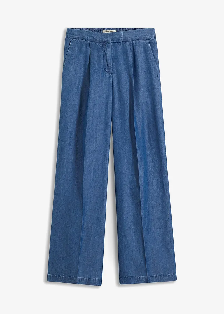 bonprix elegante Tencel Hose mit Bundfalten - blau - Damen