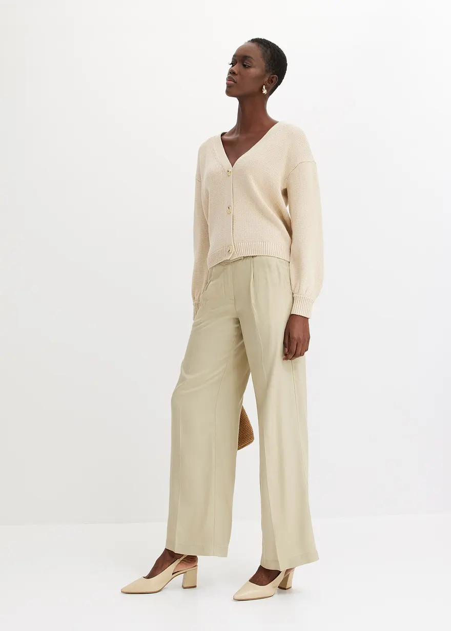 Bonprix Elegante Tencel Hose Mit Bundfalten - Grün - Damen