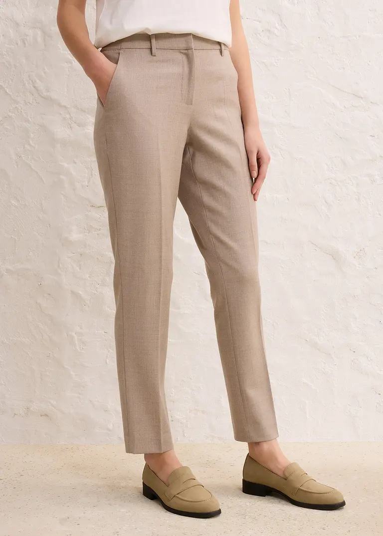 Bonprix Elegante Und Enganliegende Hose Mit Wollanteil - Beige
