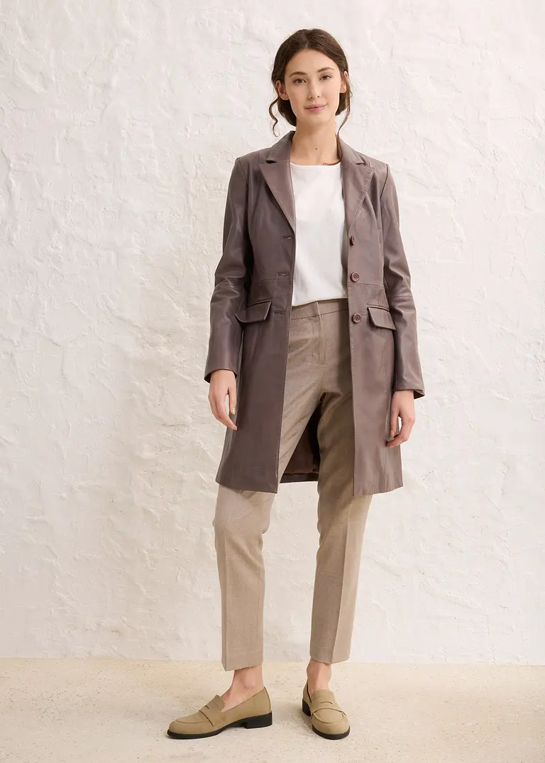 Bonprix Elegante Und Enganliegende Hose Mit Wollanteil - Beige