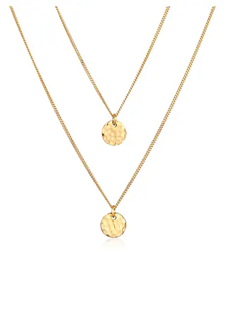 bonprix Elegante und trendige Halskette im Layerlook mit runden Plättchen aus vergoldetem 925er Sterling Silber