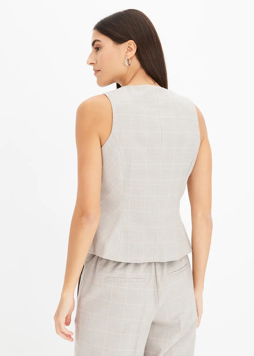 Bonprix Elegante Weste Im Glencheck Design - Grau - Damen