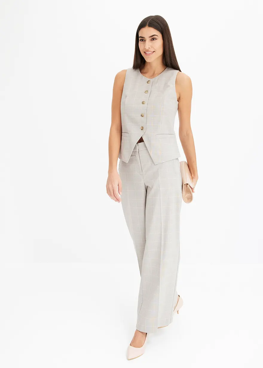 Bonprix Elegante Weste Im Glencheck Design - Grau - Damen