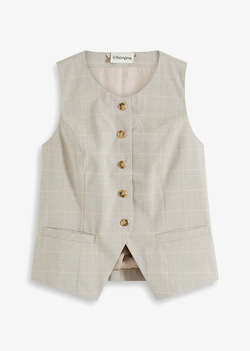 bonprix elegante Weste im Glencheck Design - grau - Damen