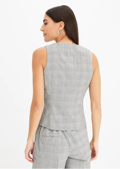 Bonprix Elegante Weste Im Glencheck Design - Schwarz - Damen