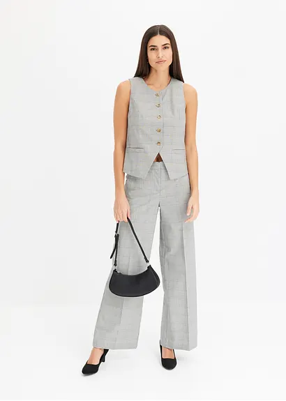 Bonprix Elegante Weste Im Glencheck Design - Schwarz - Damen