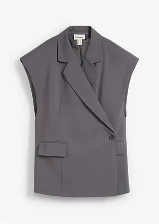 bonprix Elegante Weste mit Schulterpolstern zwei Pattentaschen und asymmetrischem Verschluss