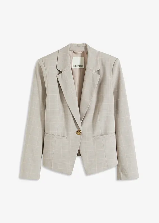 bonprix eleganter Blazer im Glencheck Design - grau - Damen