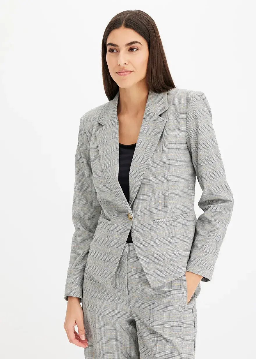Bonprix Eleganter Blazer Im Glencheck Design - Schwarz - Damen
