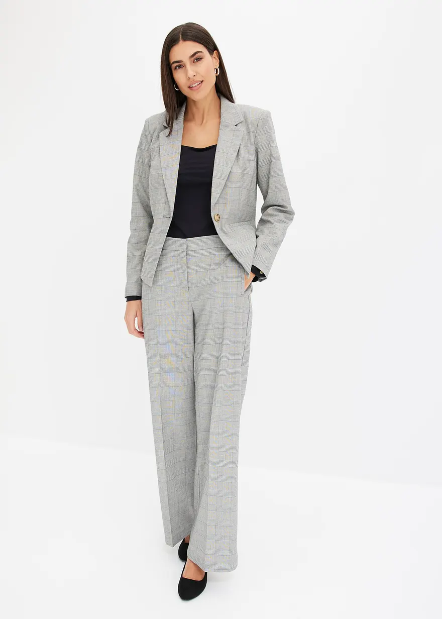 Bonprix Eleganter Blazer Im Glencheck Design - Schwarz - Damen