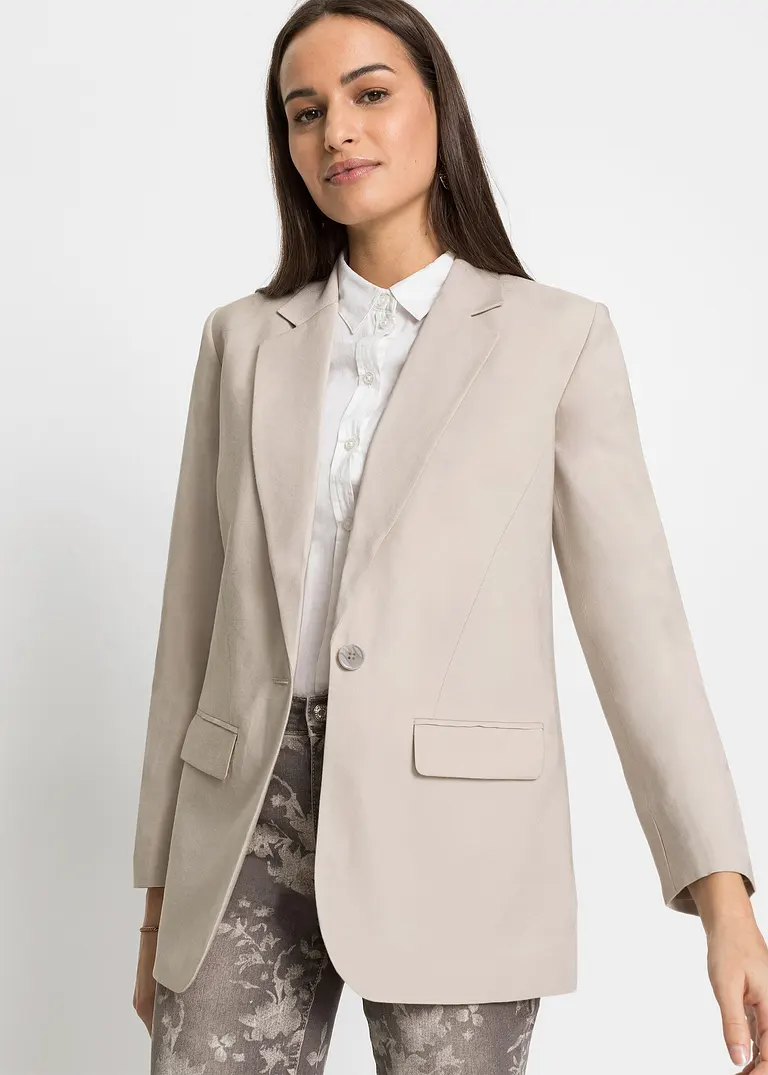 Bonprix Eleganter Blazer Verschließbar Mit Dekorativem Hornimitation-Knopf
