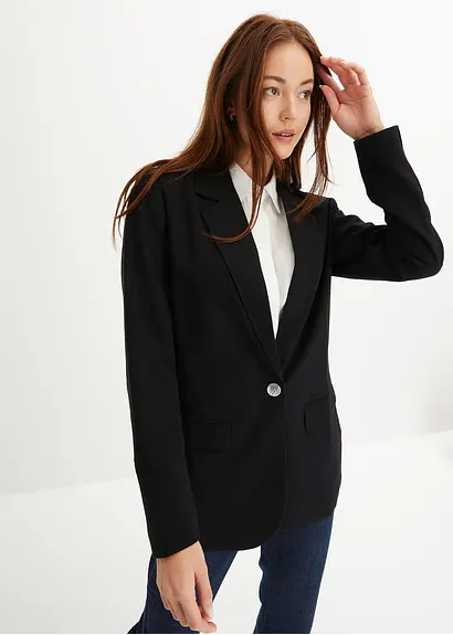 Bonprix Eleganter Blazer Verschließbar Mit Dekorativem Hornimitation-Knopf