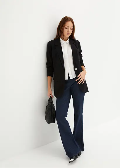 Bonprix Eleganter Blazer Verschließbar Mit Dekorativem Hornimitation-Knopf