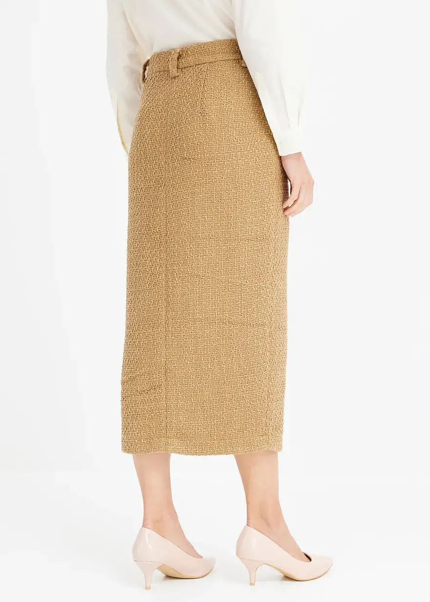 Bonprix Eleganter Bleistiftrock Aus Bouclé - Braun - Damen