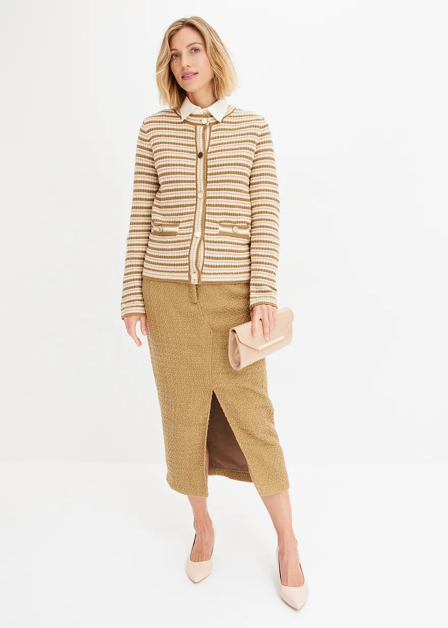 Bonprix Eleganter Bleistiftrock Aus Bouclé - Braun - Damen