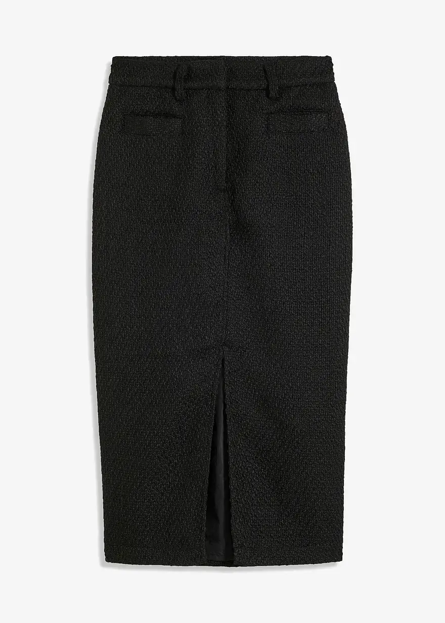 bonprix eleganter Bleistiftrock aus Bouclé - schwarz - Damen
