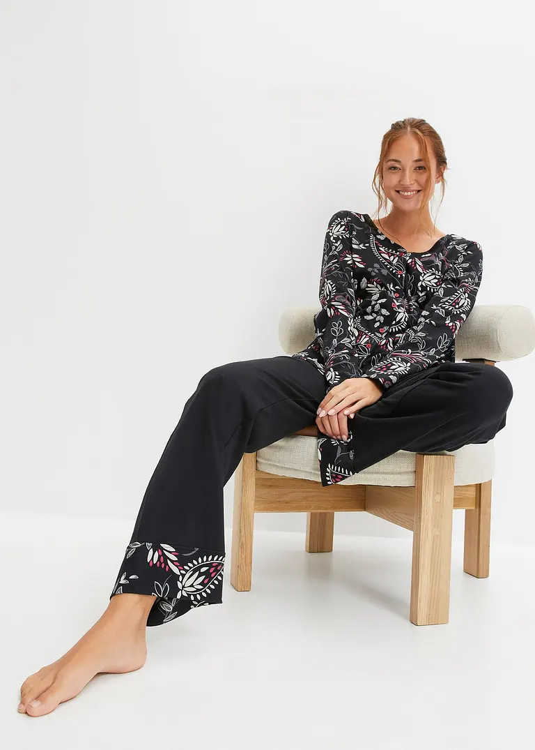 Bonprix Eleganter Hausanzug Aus Weicher Bio-Baumwolle - Damen