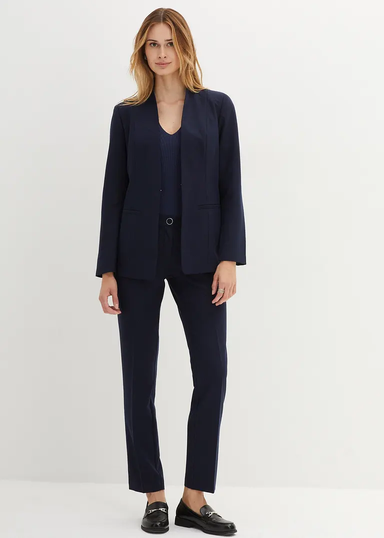 Bonprix Eleganter Hosenanzug In Moderner Passform - Dunkelblau Petite
