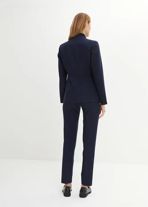 Bonprix Eleganter Hosenanzug In Moderner Passform - Dunkelblau Regular