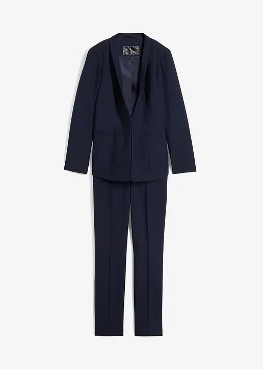 bonprix Eleganter Hosenanzug in moderner Passform - dunkelblau regular