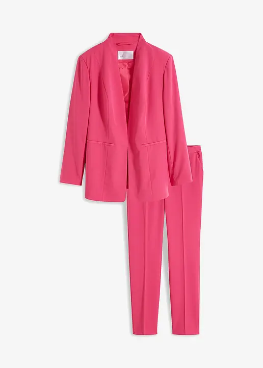 bonprix Eleganter Hosenanzug in moderner Passform - dunkelpink petite