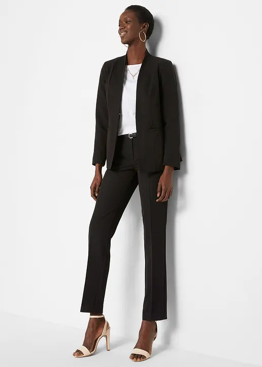 Bonprix Eleganter Hosenanzug In Moderner Passform - Schwarz Petite