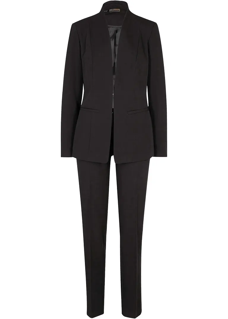 bonprix Eleganter Hosenanzug in moderner Passform - schwarz regular