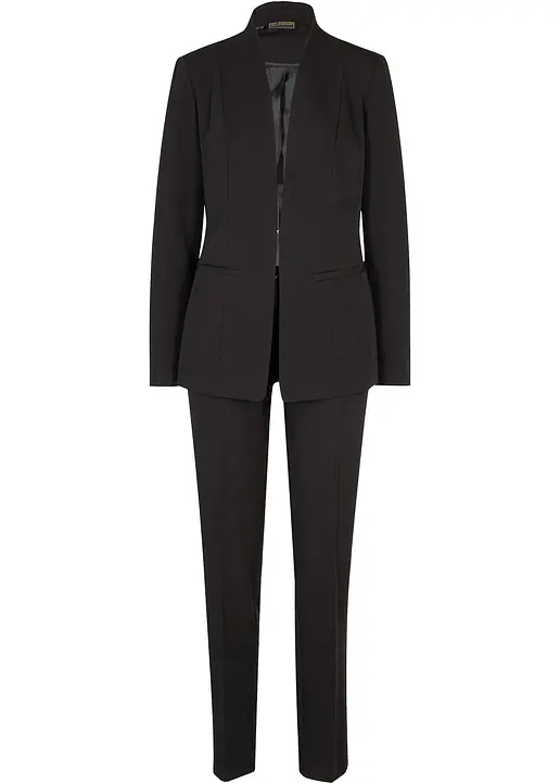 bonprix Eleganter Hosenanzug in moderner Passform - schwarz petite