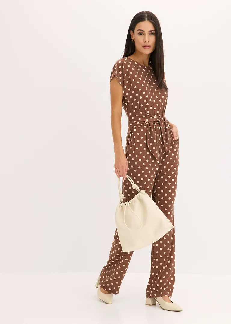 Bonprix Eleganter Jumpsuit Im Punkte Design - Braun - Damen