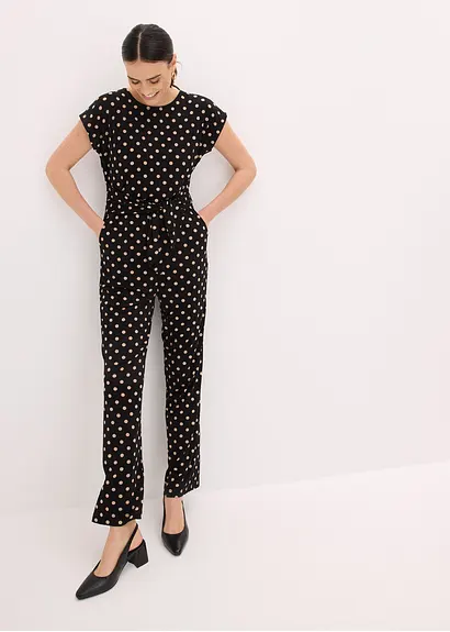 Bonprix Eleganter Jumpsuit Im Punkte Design - Schwarz - Damen