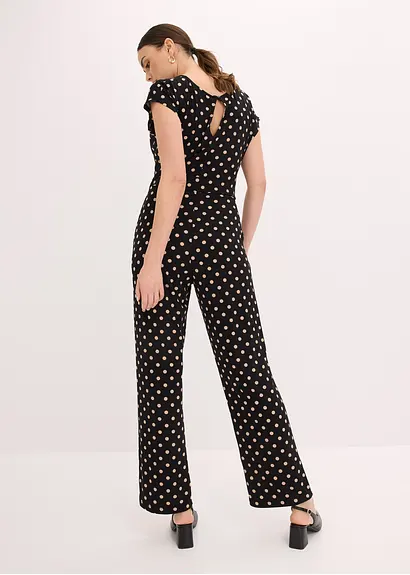 Bonprix Eleganter Jumpsuit Im Punkte Design - Schwarz - Damen