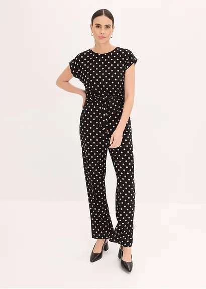 Bonprix Eleganter Jumpsuit Im Punkte Design - Schwarz - Damen