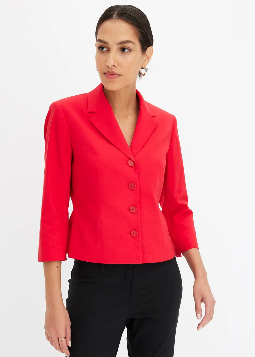 Bonprix Eleganter Kurzblazer Mit 3/4 Armlänge - Rot - Damen