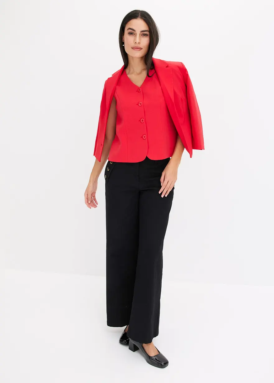 Bonprix Eleganter Kurzblazer Mit 3/4 Armlänge - Rot - Damen