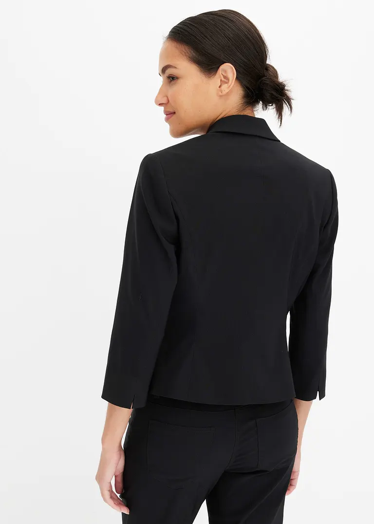 Bonprix Eleganter Kurzblazer Mit 3/4 Armlänge - Schwarz - Damen