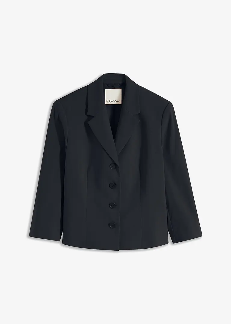 bonprix eleganter Kurzblazer mit 3/4 Armlänge - schwarz - Damen