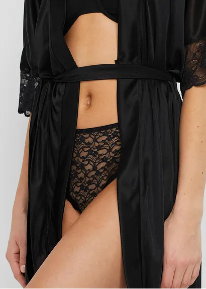 Bonprix Eleganter Maxislip Aus Spitze Mit Hohem Beinausschnitt - Schwarz