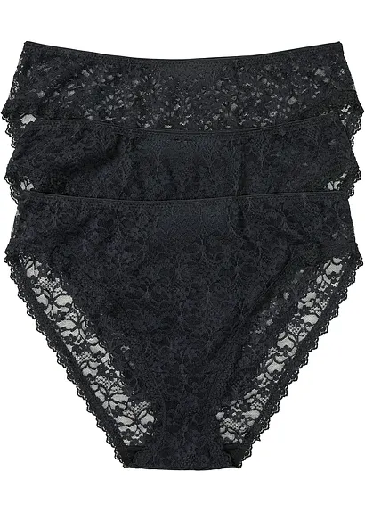 bonprix Eleganter Maxislip aus Spitze mit hohem Beinausschnitt - schwarz