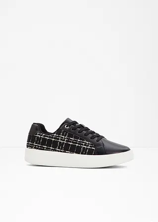 bonprix Eleganter Plateau Sneaker in Boulcéoptik - schwarz