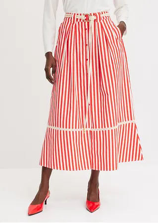 Bonprix Eleganter Popeline Rock Mit Spitze - Rot - Damen