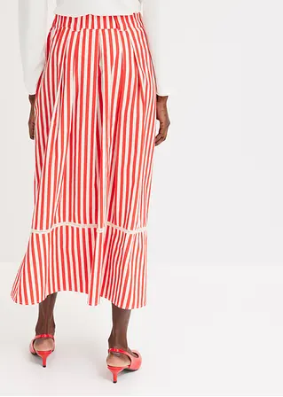 Bonprix Eleganter Popeline Rock Mit Spitze - Rot - Damen