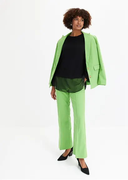 Bonprix Eleganter Pullover Mit Verspielten Chiffon Ärmeln - Schwarz