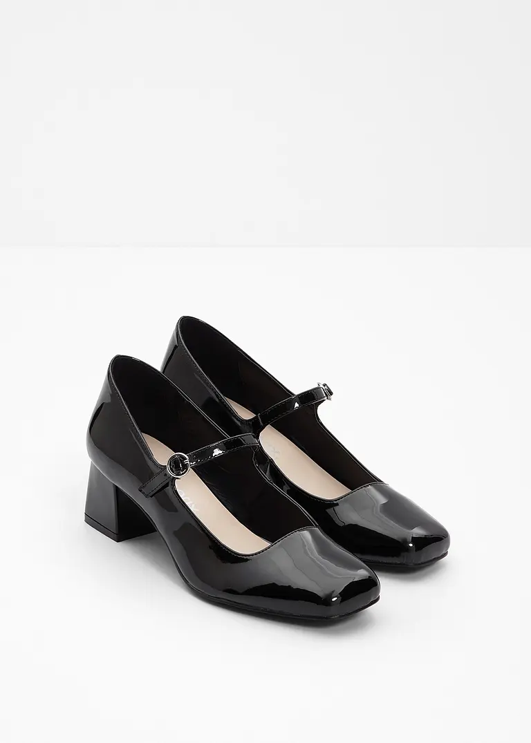 Bonprix Eleganter Pumps Im Mary Jane Look - Schwarz - Damen